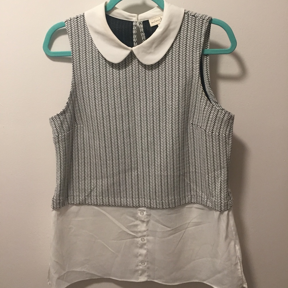 Maison Jules Layered Sleeveless Shirt with Collar